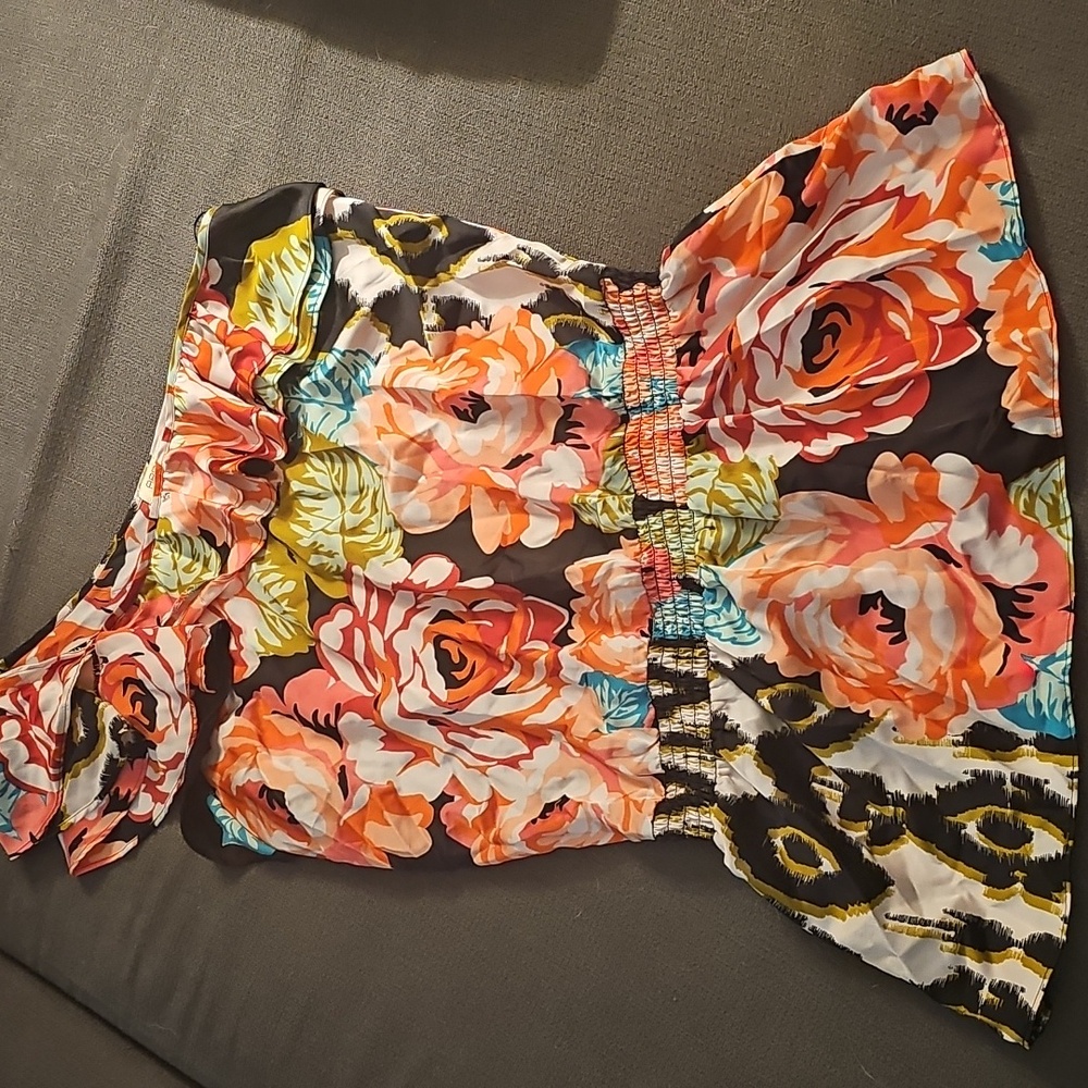 Arden B Multicolor Floral One-Shoulder Blouse
